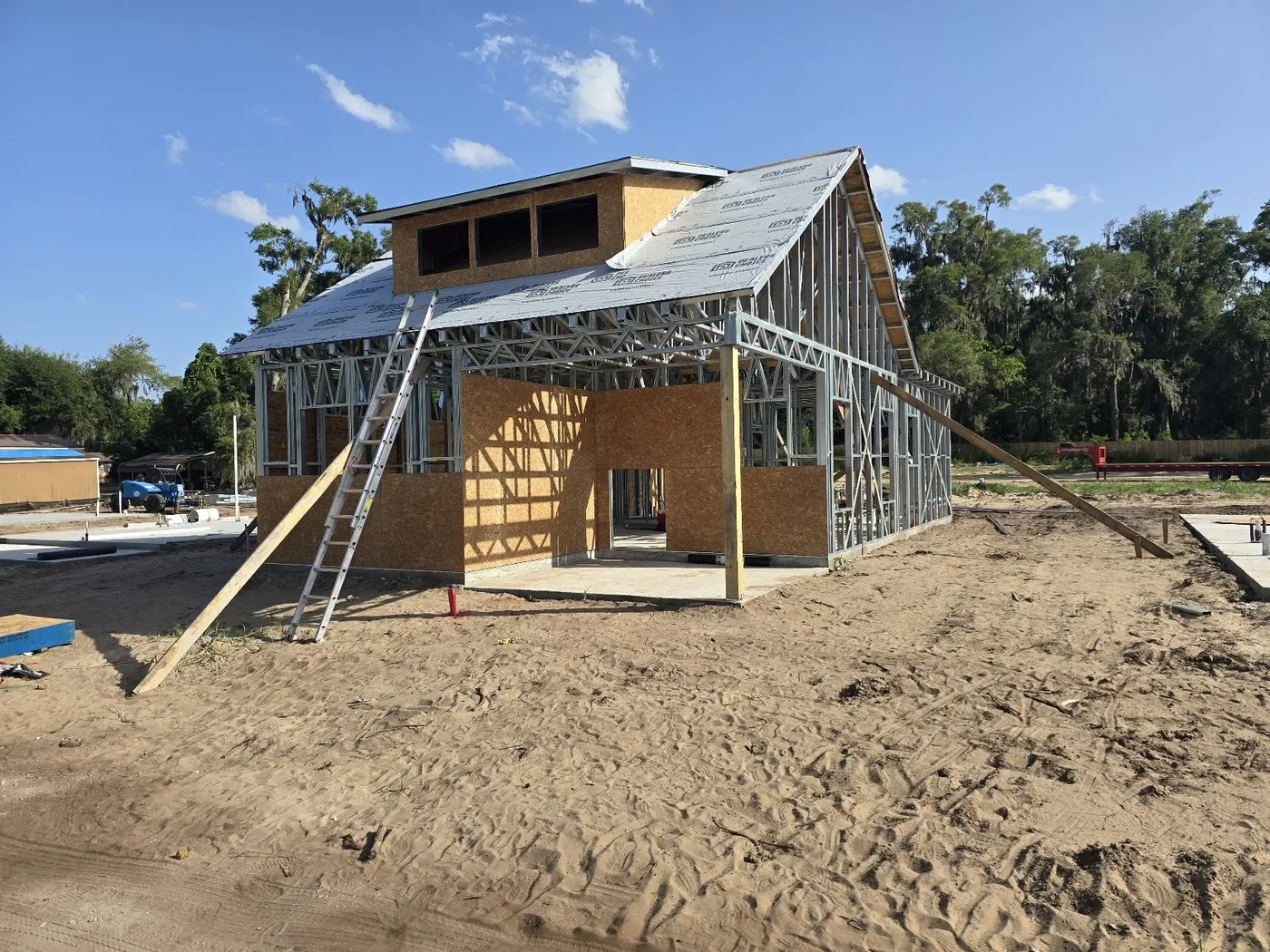 Darien GA 2BR2BA 1100 sq ft home steel frame under construction